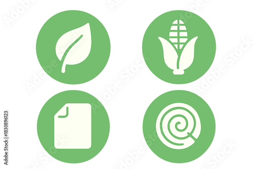 Symbols for sustainable agriculture, organic food, and data management concepts