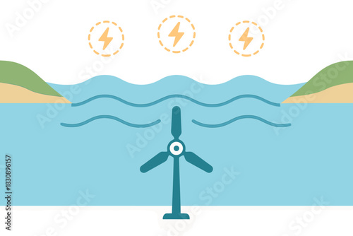 Underwater turbine generating renewable electricity from ocean currents near the coast