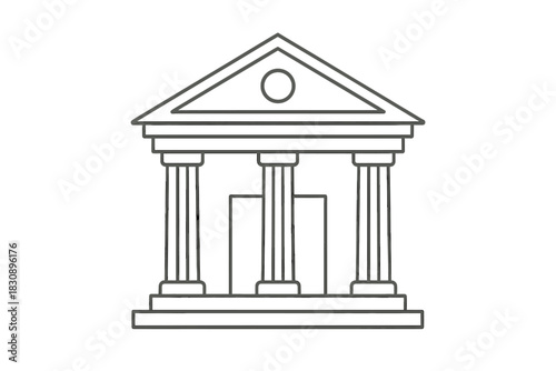 Minimalist classical building facade featuring columns and triangular pediment