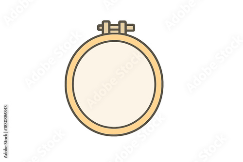 Simple wooden embroidery hoop with fabric stretched inside for needlework and crafting