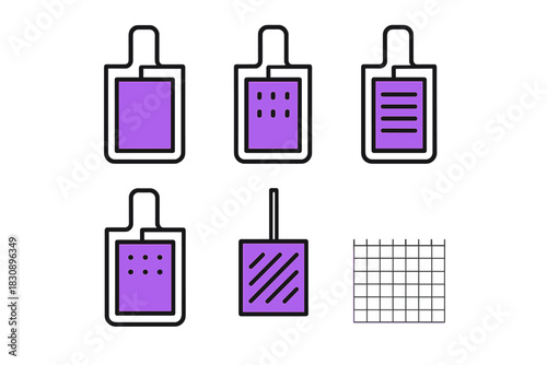 Abstract user interface icons set showing various data input display and loading states