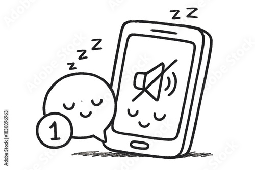 Digital detox concept showing a sleeping mobile device in silent mode with an ignored notification