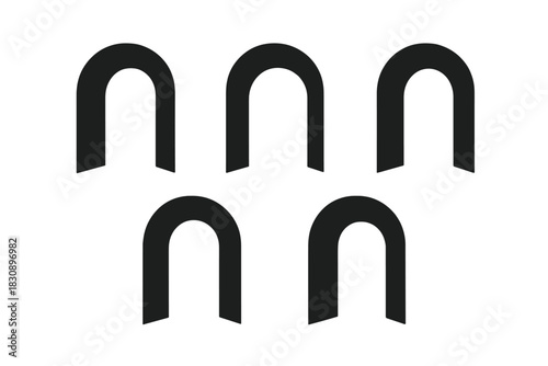 Abstract geometric pattern featuring five identical black arch elements arranged symmetrically