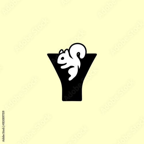 A playful squirrel letter logo featuring a forest animal merged with an alphabet shape, designed with clean lines, modern style, and strong branding appeal for versatile creative use.