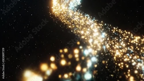 Golden starry cosmic stream flows through space