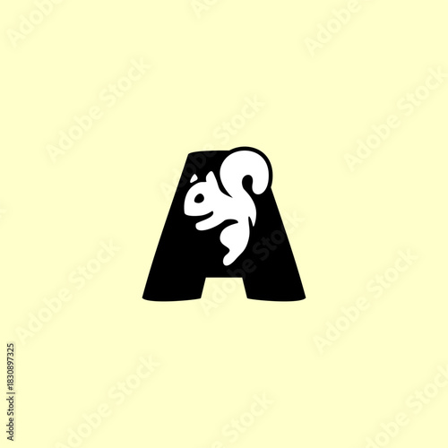 A playful squirrel letter logo featuring a forest animal merged with an alphabet shape, designed with clean lines, modern style, and strong branding appeal for versatile creative use.