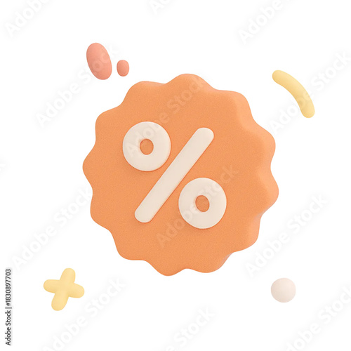 Matte 3D Percentage Tag Icon — Discount Marketing Illustration