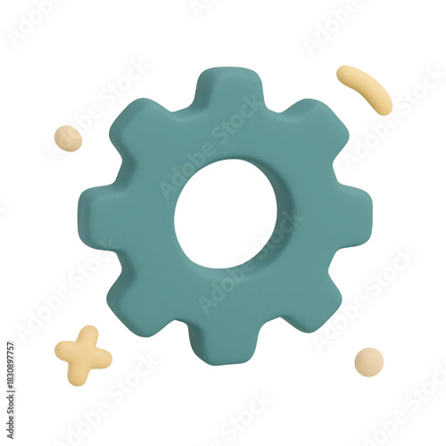 Matte 3D Gear Icon — Settings Interface Illustration