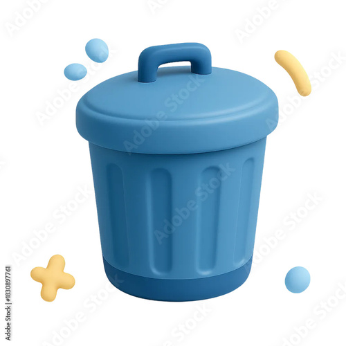 Matte 3D Trash Bin Icon — Clean Interface Illustration