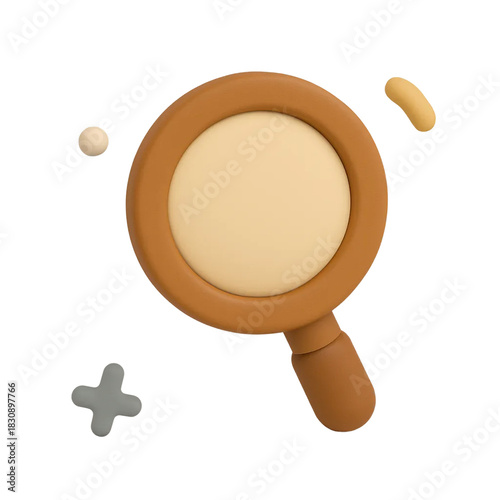 Matte 3D Search Icon — Interface Exploration Illustration
