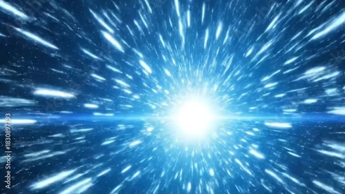 Hyperdrive tunnel rushes towards a radiant star