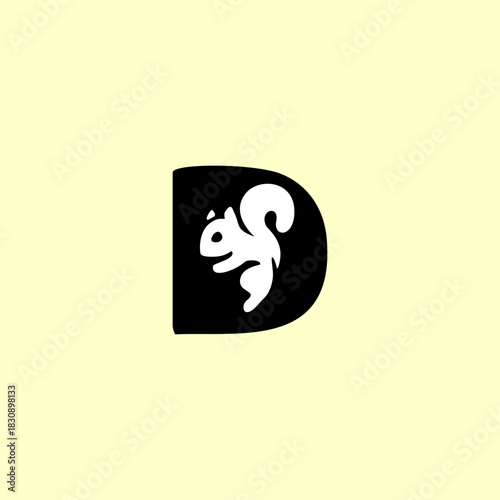 A playful squirrel letter logo featuring a forest animal merged with an alphabet shape, designed with clean lines, modern style, and strong branding appeal for versatile creative use.