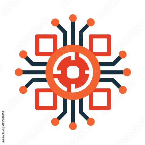 Abstract Circuit Board Pattern Vector Icon
