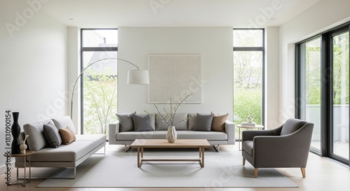 Modern Minimalist Living Room Bright Natural Light Spacious Contemporary Interior