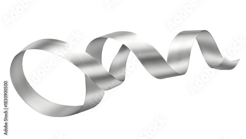 Elegant silver ribbon swirling against a black background