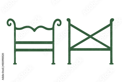 Abstract decorative green silhouettes representing classic furniture or architectural details