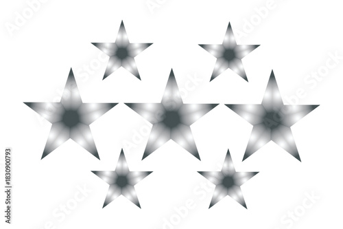 Set Of Shiny Metal Stars In A Decorative Pattern For Awards, Design, And Decoration