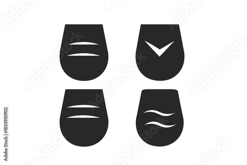 Set of four black icons showing various nail tip designs and internal markings