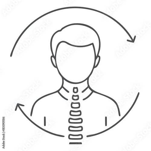 Outline icon of chiropractor spine alignment symbol, therapy theme, 64x64