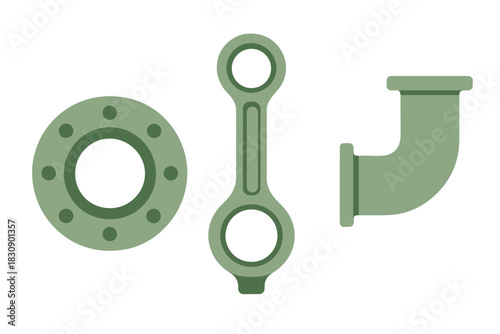 Pipe flange, engine connecting rod, and elbow joint industrial components