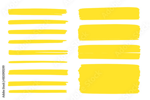 Vibrant yellow marker lines and textured brush strokes graphic design elements