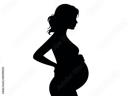 A silhouette of a pregnant woman cradling her belly, symbolizing anticipation and new life.