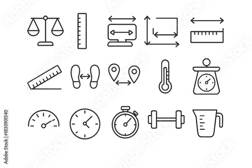 Essential measurement tools and metrics symbols for science and math education