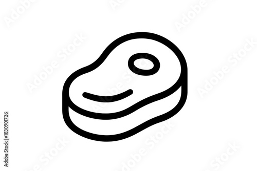 Minimalist black line icon depicting a raw steak or beef cut for culinary design