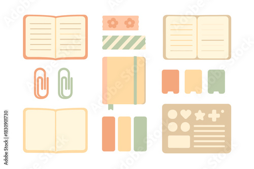 Pastel colored stationery items for planning, journaling, and creative activities