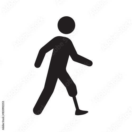 Prosthetic Leg Icon Amputee Walking Mobility Aid Vector