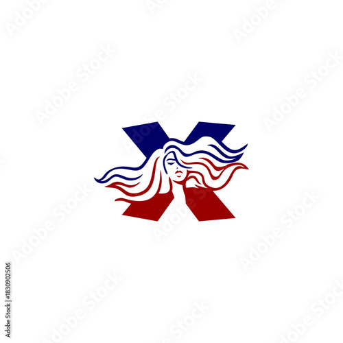 An elegant woman letter logo featuring flowing hair shaped into an alphabet form, crafted with stylish lines, modern aesthetics, and feminine identity perfect for beauty and branding.