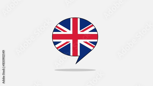 British Flag in Speech Bubble Communication and Language Symbol for English Speaking