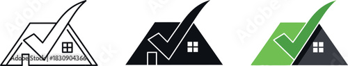 House with check mark logo vector illustration for real estate business isolated on white background