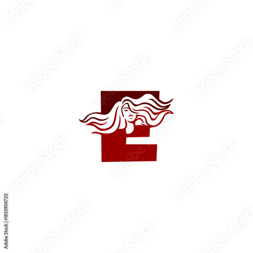 An elegant woman letter logo featuring flowing hair shaped into an alphabet form, crafted with stylish lines, modern aesthetics, and feminine identity perfect for beauty and branding.