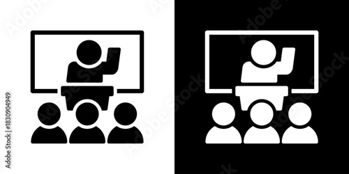 Seminar Icon Vector Illustration. Flat Style Design Created For Creative Flexibility In Light And Dark Versions. 