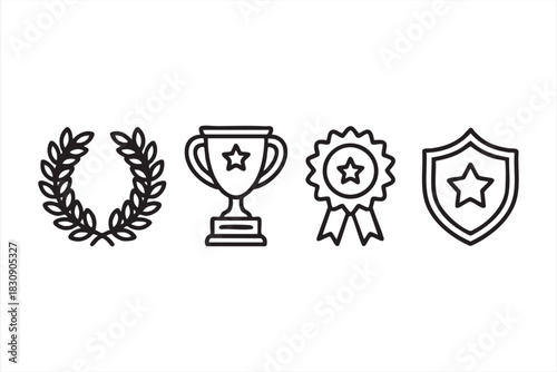 Award and trophy icon set for achievement dashboards and ranking systems
