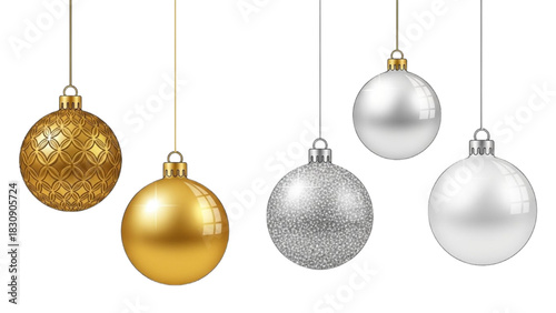 Elegant Christmas Ornaments Gold, Silver, and Glitter Baubles