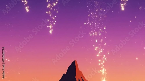 Peak silhouette against starlight gradient sky