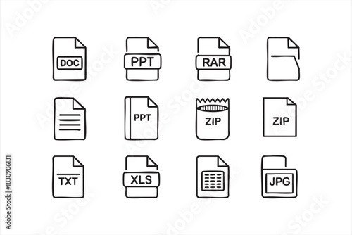 Document type illustrations for file management tools and digital workspaces