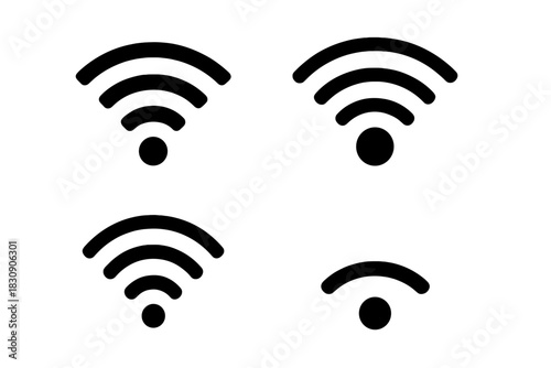 Set of symbols indicating wireless internet connection and network signal strength
