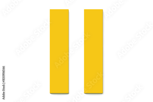 Bright yellow universal pause symbol graphic element for digital media player controls