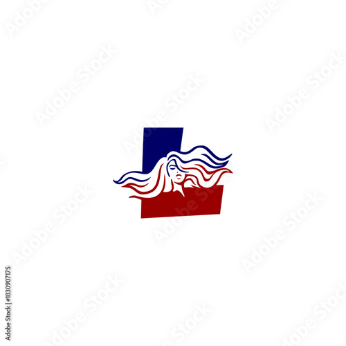 An elegant woman letter logo featuring flowing hair shaped into an alphabet form, crafted with stylish lines, modern aesthetics, and feminine identity perfect for beauty and branding.