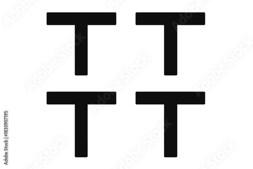 Four bold black capital letter T shapes arranged symmetrically on a clean white background