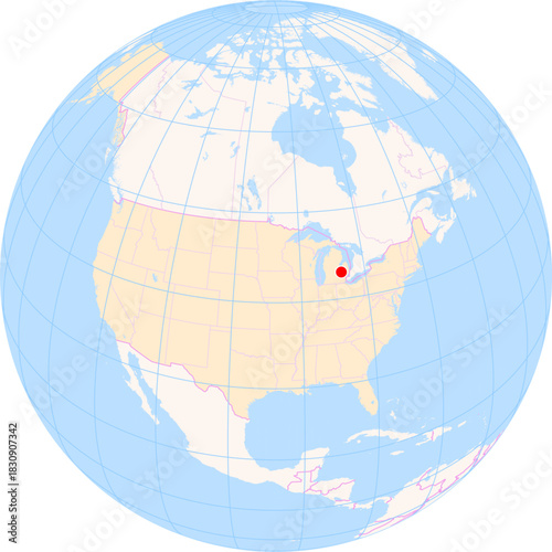 Location Map of Bishop Int. Airport (Flint, Michigan, United States). IATA-code: FNT. No labels at all.