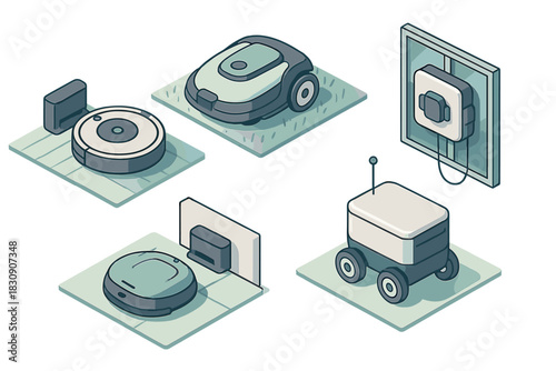 Smart home and service automation robots including cleaning devices and delivery bot