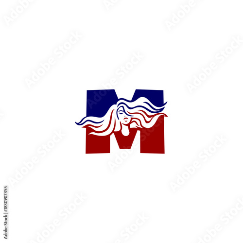 An elegant woman letter logo featuring flowing hair shaped into an alphabet form, crafted with stylish lines, modern aesthetics, and feminine identity perfect for beauty and branding.