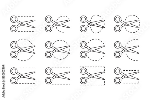 Coupon and discount cut-line icons for ecommerce sales and voucher templates