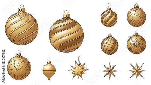 Elegant Golden Christmas Ornaments Set for Festive Decor