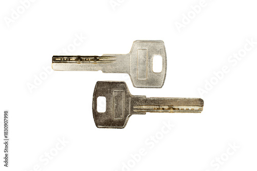 Two metal keys isolated