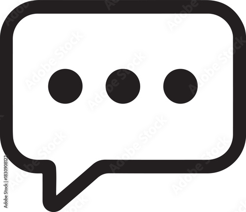 Flat style message chat bubble icon, clean simple line art, modern communication UI symbol, vector silhouette.